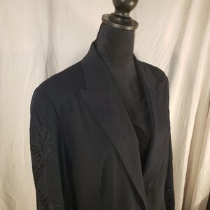 Coldwater Creek Classic Black Blazer With Embroidered Sleeves - 16